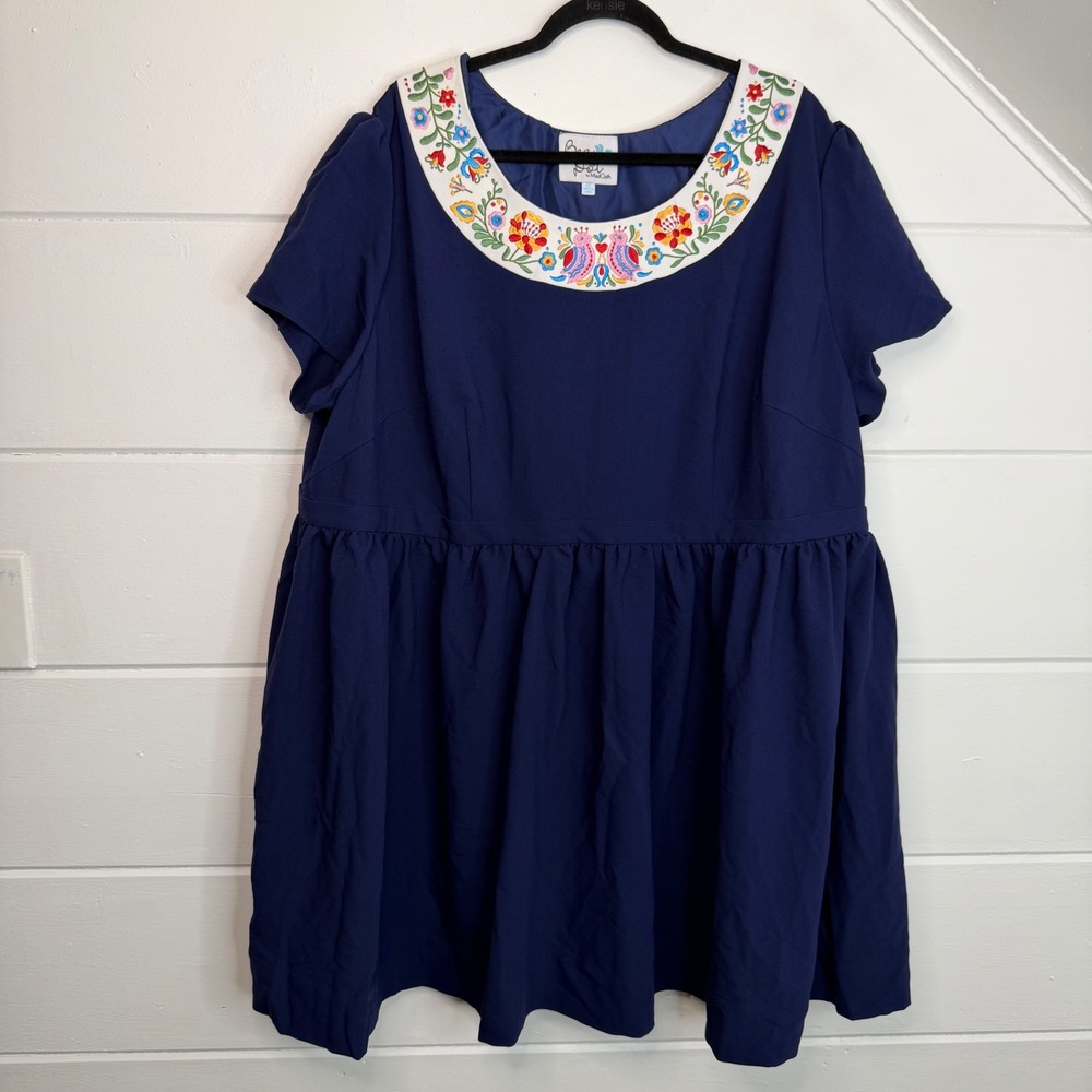 Bea & Dot ModCloth 4X Dress Embroidered Love Birds Collar Retro Pin Up Housewife